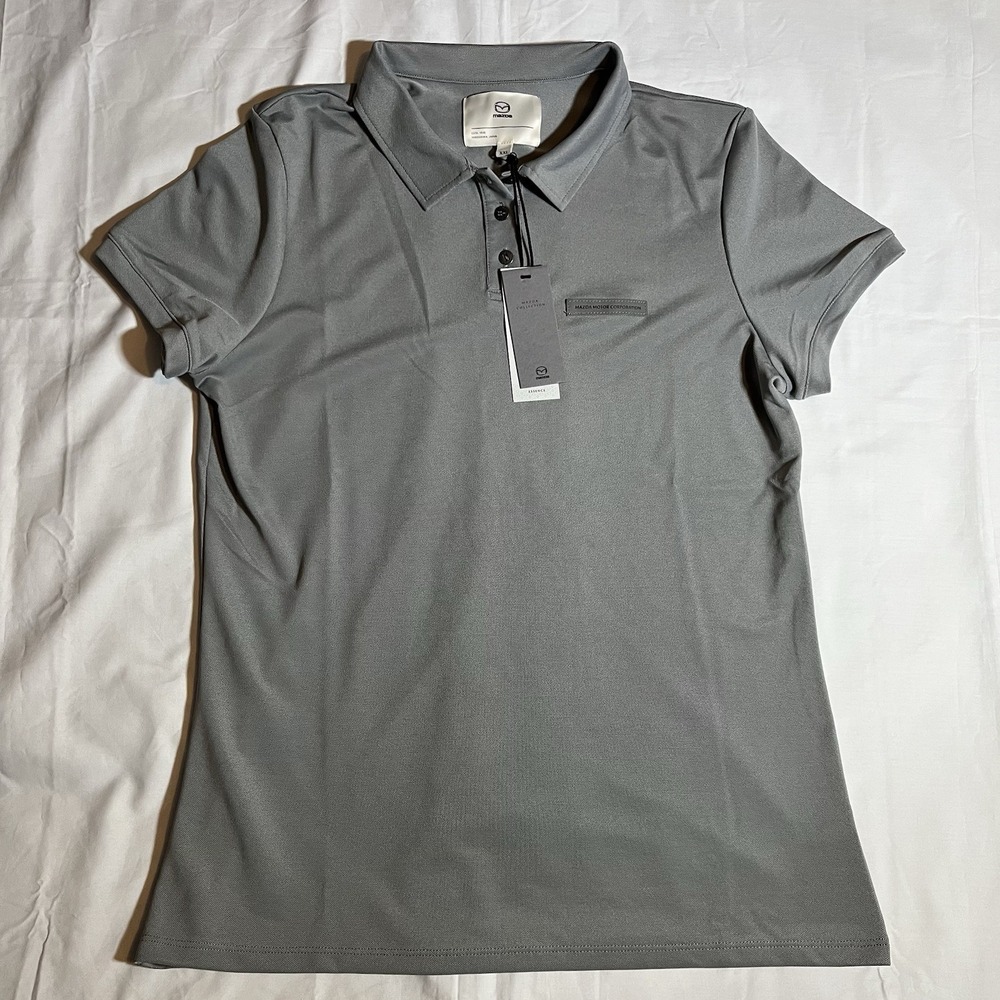Mazda Womens Custom-Dyed Flag Pique Polo Gray XXL